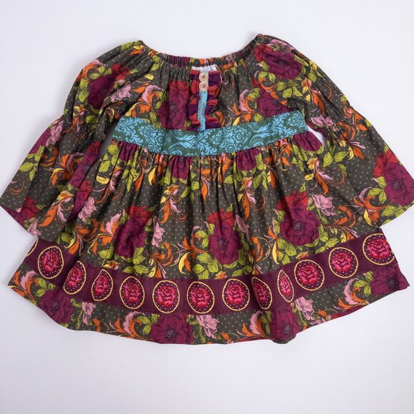 Matilda Jane Cornucopia Paint By Numbers Floral Peasant Blouse Girls Sz 4 - Picture 1 of 9